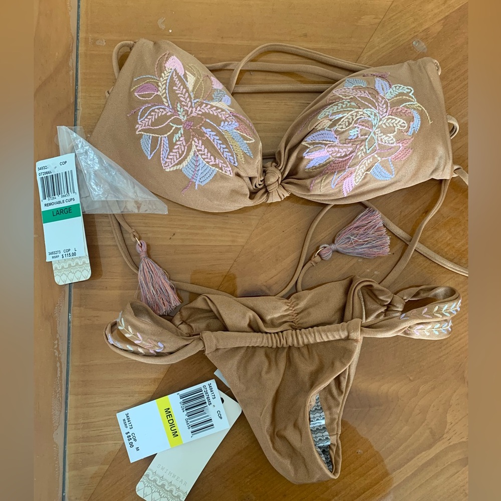 Ale by Alessandra NWT Brazilian cut bottoms sz m and strappy bandeau top sz lg